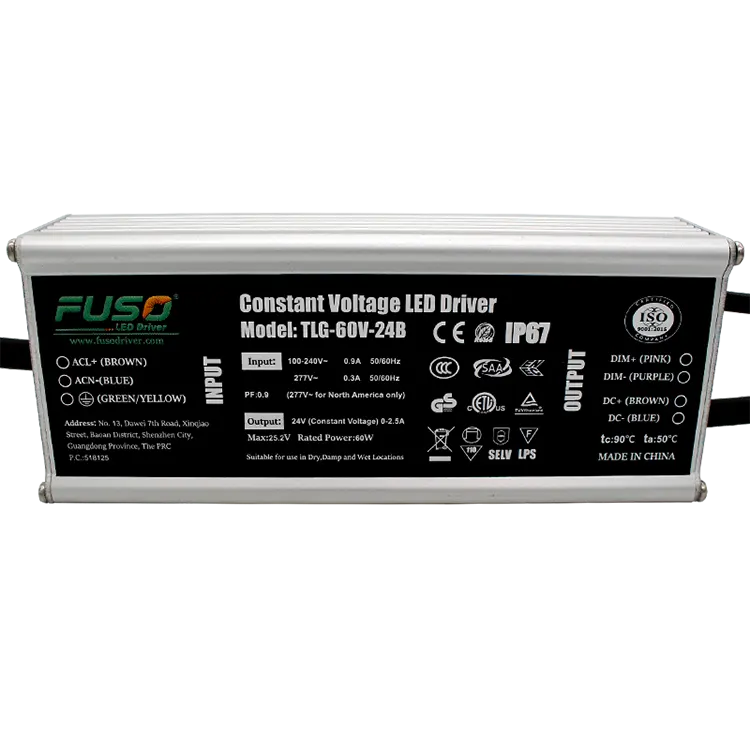 Driver LED de tensão constante alta PF 24V 60w