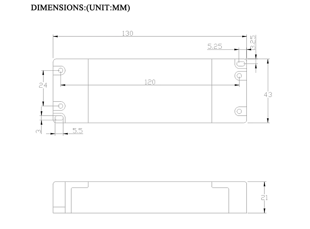 Size of 12v 80w constant voltage led driver